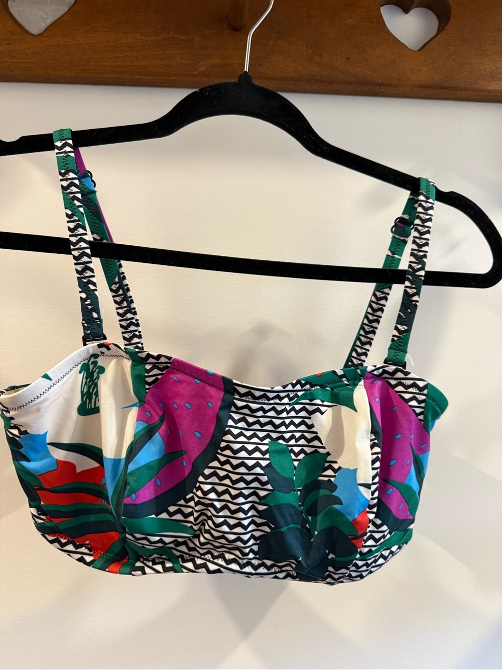 Tropical Print Bandeau Bikini Top - Multicolor